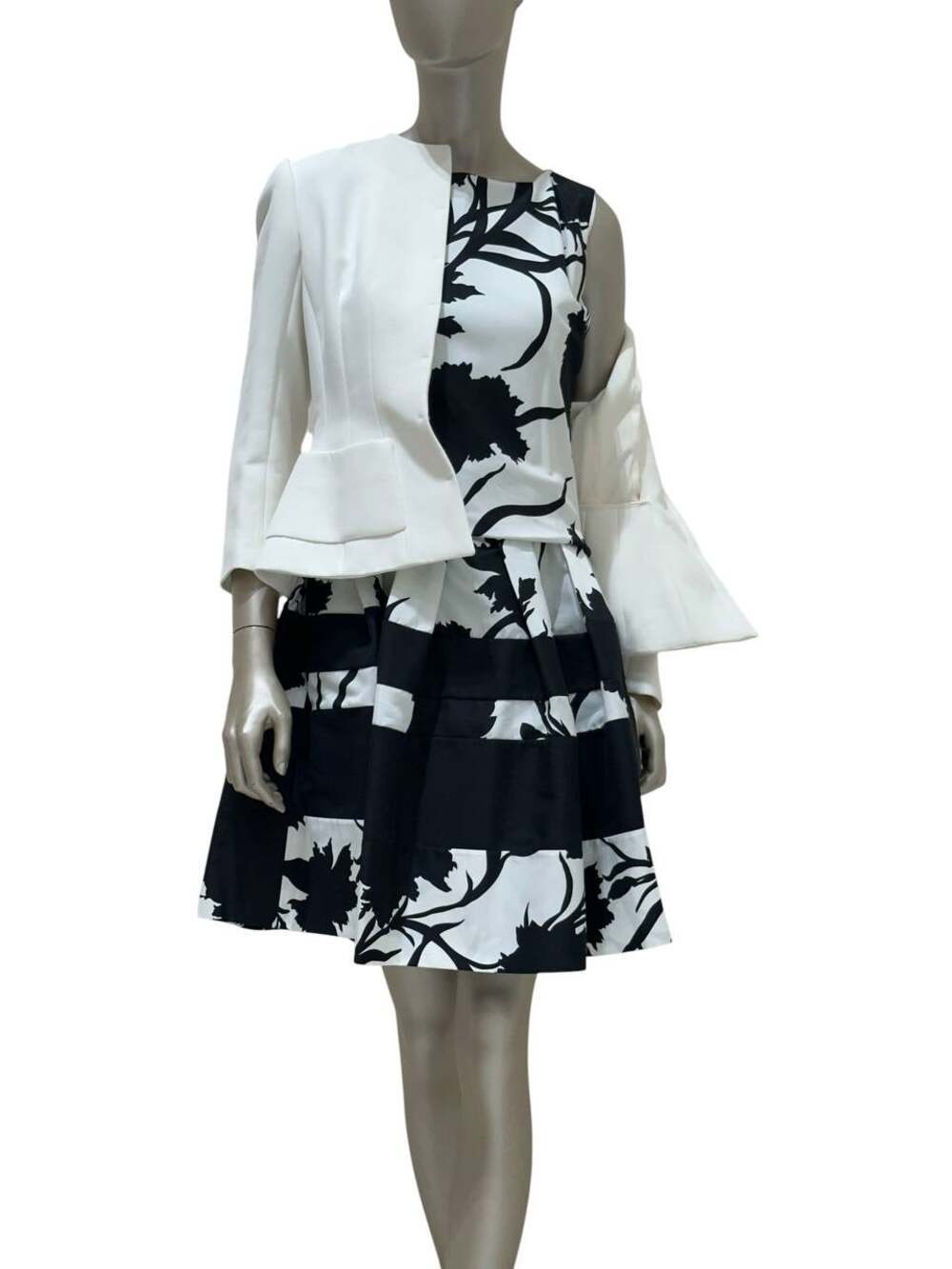 Christian Dior White Peplum Jacket & Skirt Set Sz.40